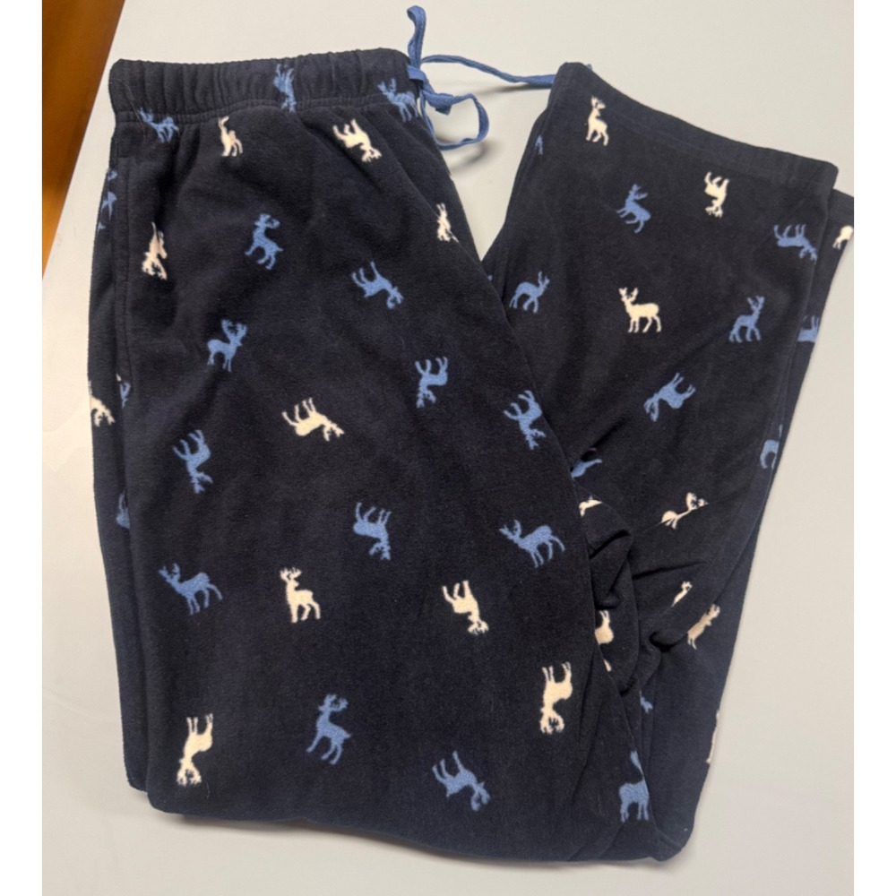 Men's dip Fleece Pajamas Sz LARGE L Comfy Soft Moose Print, 3191